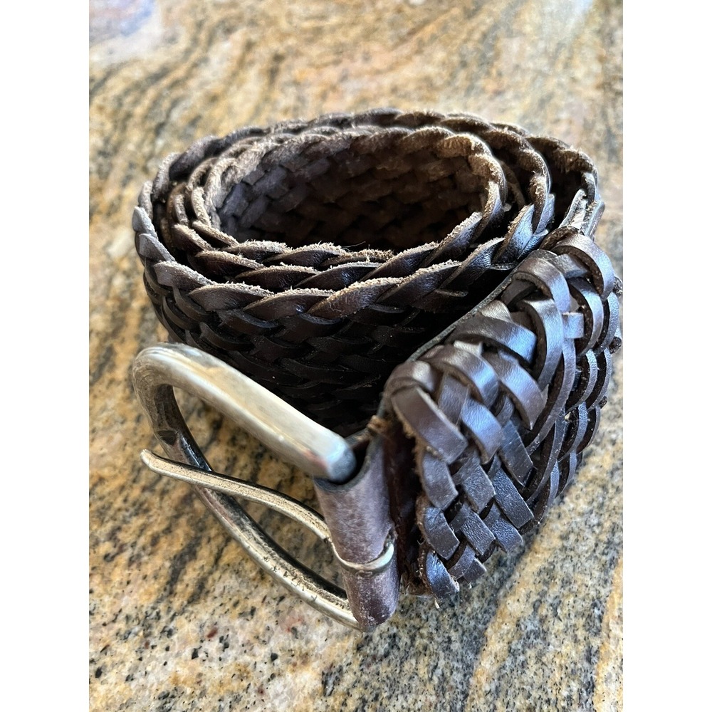 Mixit Woven Belt Womens M Brown Good Leather Braided Adjustable Wide 90s Boho